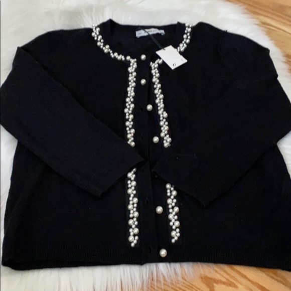Zara Sweaters - Zara black pearl cardigan sz S